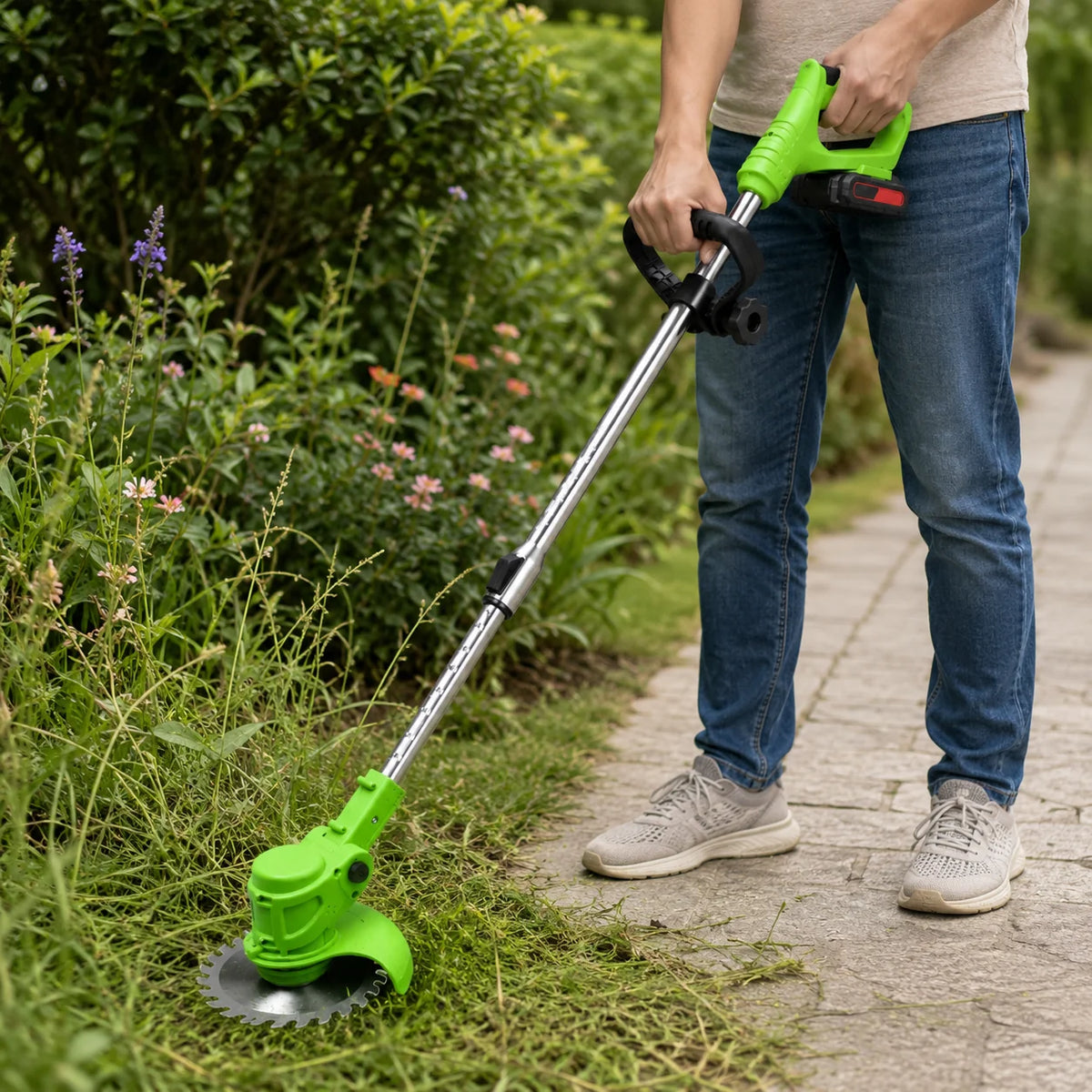 Cordless Grass Trimmer | 21V Motor & Ergonomic Adjustable Handle | 6-Inch Blade