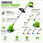 Cordless Grass Trimmer | 21V Motor & Ergonomic Adjustable Handle | 6-Inch Blade