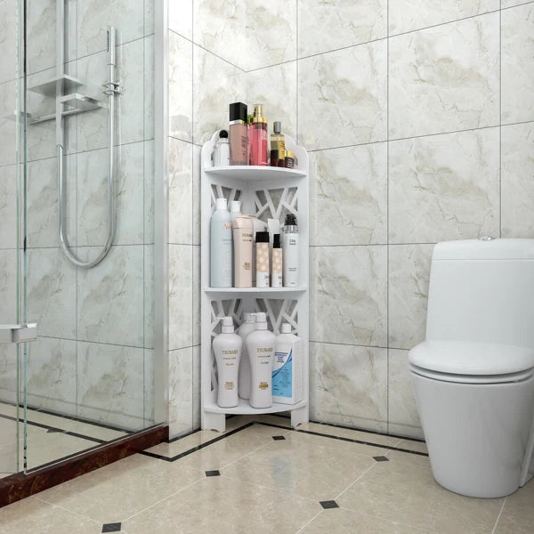Corner Bathroom Shelf | Waterproof PVC & Space-Saving | 3-Tier