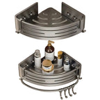 Corner Shower Rack | Triangular Aluminum Shelf | Self-Adhesive Mount