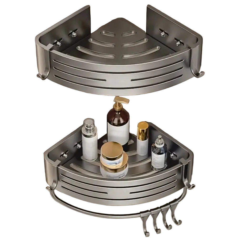 Corner Shower Rack | Triangular Aluminum Shelf | Self-Adhesive Mount