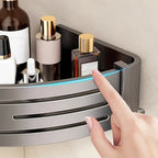 Corner Shower Rack | Triangular Aluminum Shelf | Self-Adhesive Mount