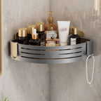 Corner Shower Rack | Triangular Aluminum Shelf | Self-Adhesive Mount