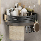 Corner Shower Rack | Triangular Aluminum Shelf | Self-Adhesive Mount