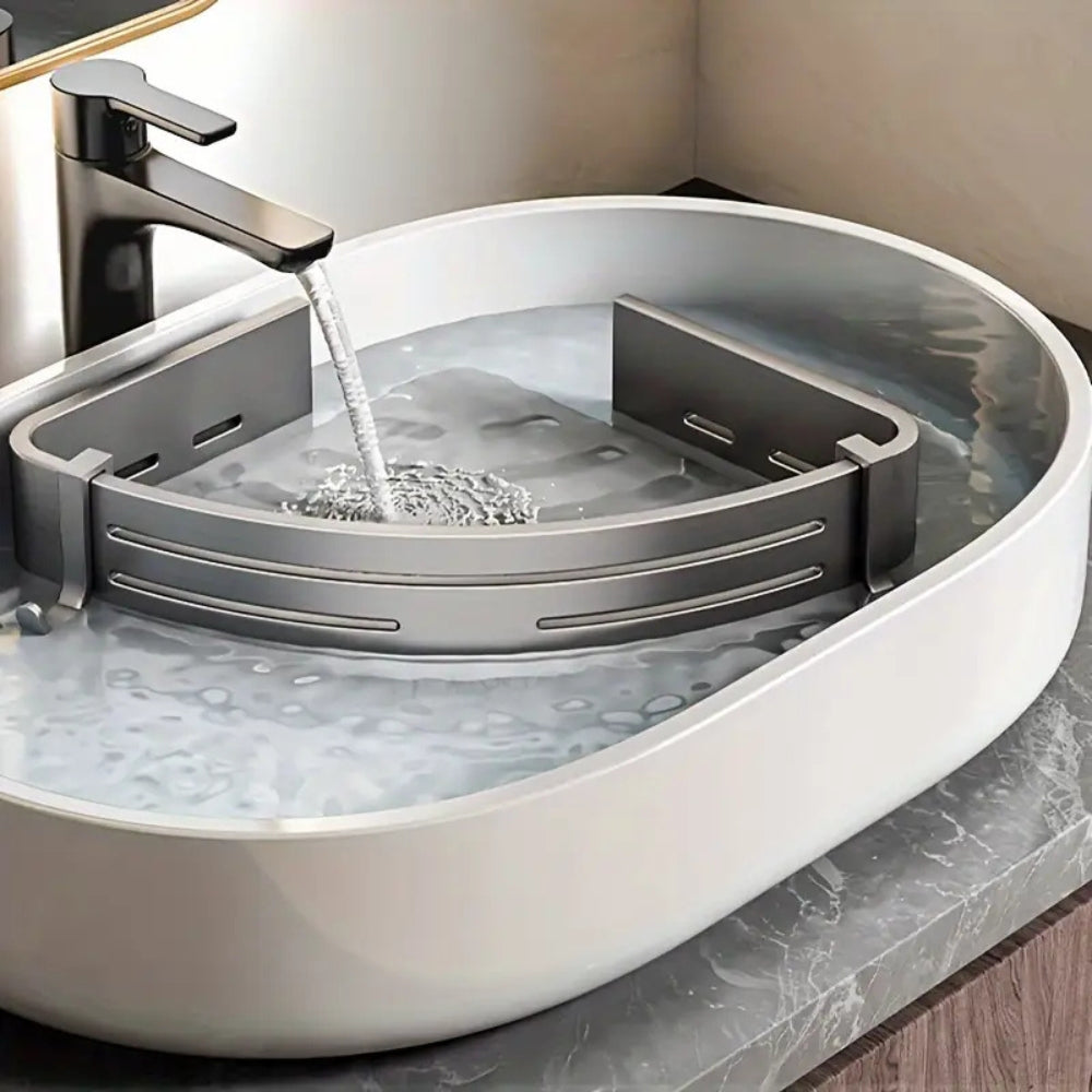 Corner Shower Rack | Triangular Aluminum Shelf | Self-Adhesive Mount