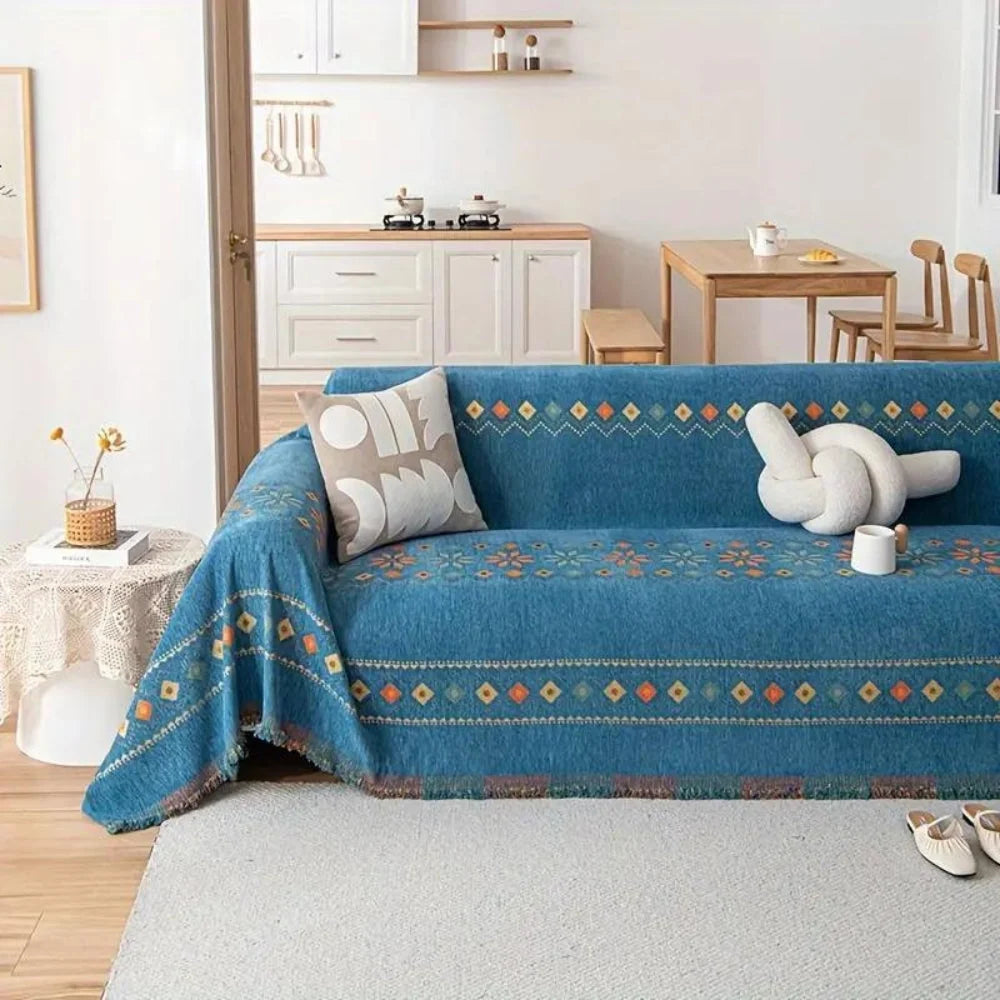 Couch Cover | Boho Tassel Microfiber Chenille & Non-Slip