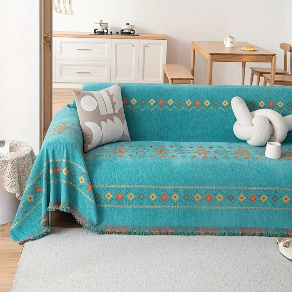 Couch Cover | Boho Tassel Microfiber Chenille & Non-Slip
