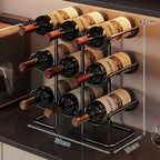Countertop Wine Rack | Powder-Coated Metal & Stacked Horizontal | Holds 6 Bottles
