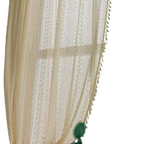 Curtain Panel | Geometric Crochet & Semi-Sheer | Tassel Trim