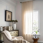 Curtain Panel | Geometric Crochet & Semi-Sheer | Tassel Trim