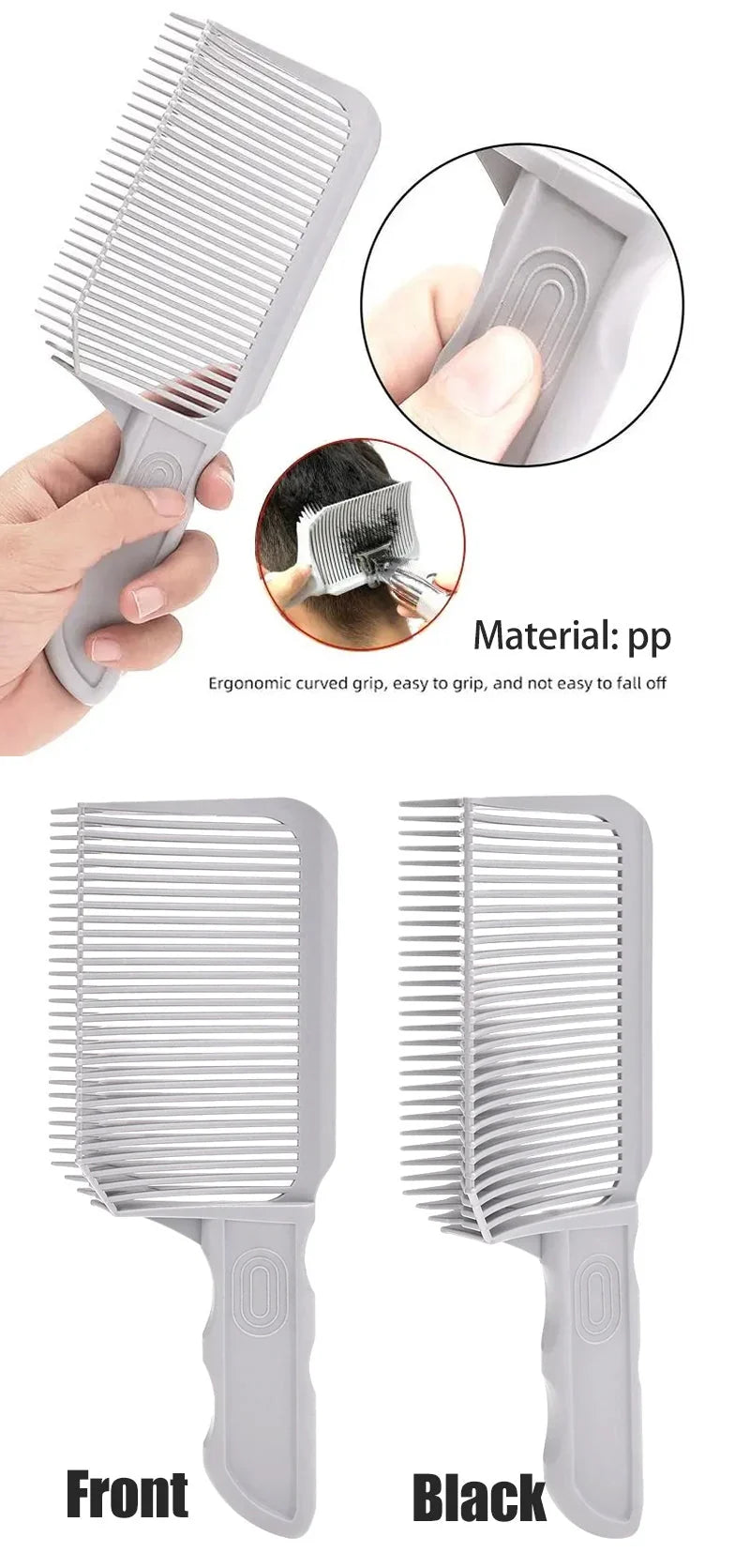 Curved Fade Comb | Heat-Resistant & Antistatic Ergonomic Teeth | With Bonus White Comb