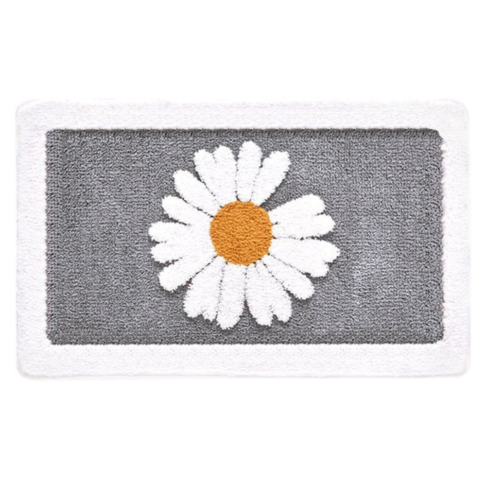 Bath Mat | Daisy Print Microfiber | Rubber Backing