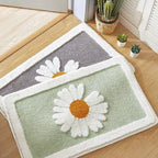 Bath Mat | Daisy Print Microfiber | Rubber Backing