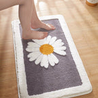 Bath Mat | Daisy Print Microfiber | Rubber Backing