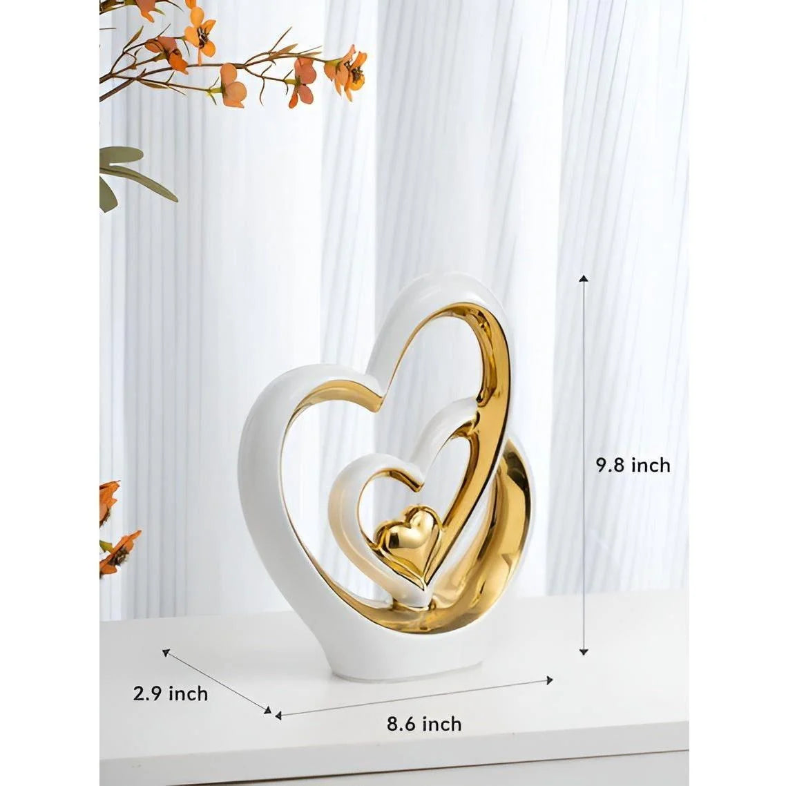 Decorative Figure | Glazed Porcelain & Double Heart