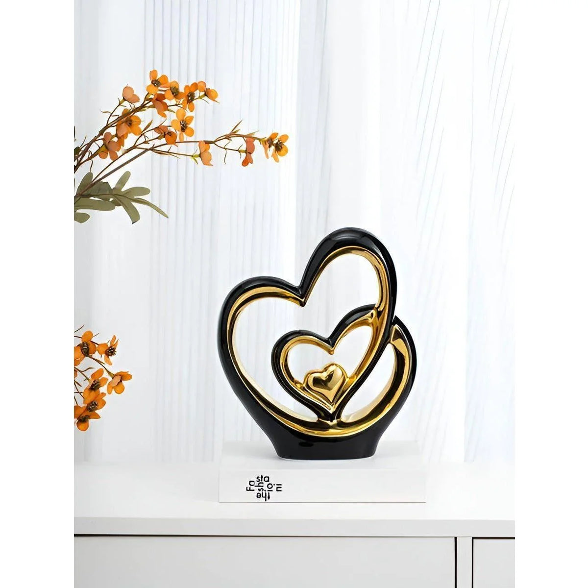 Decorative Figure | Glazed Porcelain & Double Heart