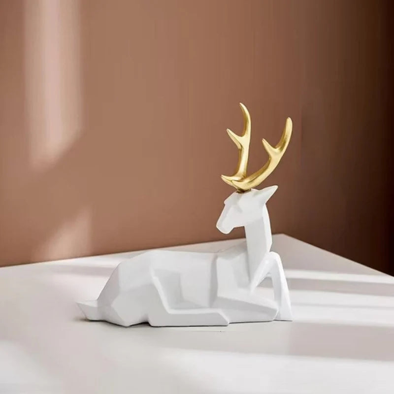 Deer Figurine | Geometric Resin Shelf Decor