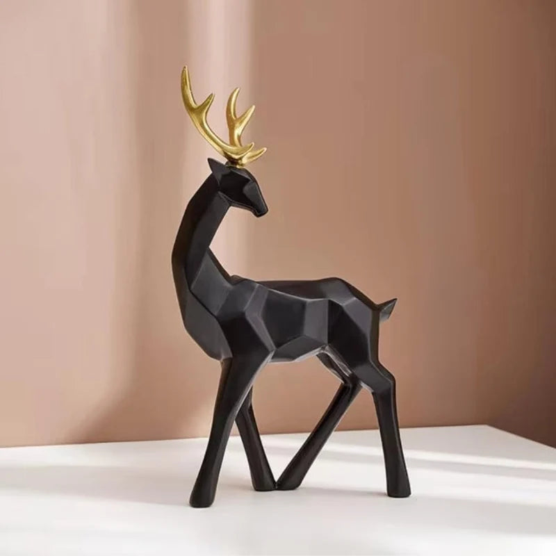 Deer Figurine | Geometric Resin Shelf Decor