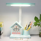 Desk Lamp | Adjustable Brightness, Flexible Neck & Clock Organizer