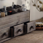 Desk Organizer | Rustic Wood & Open Compartments | 3 Drawers