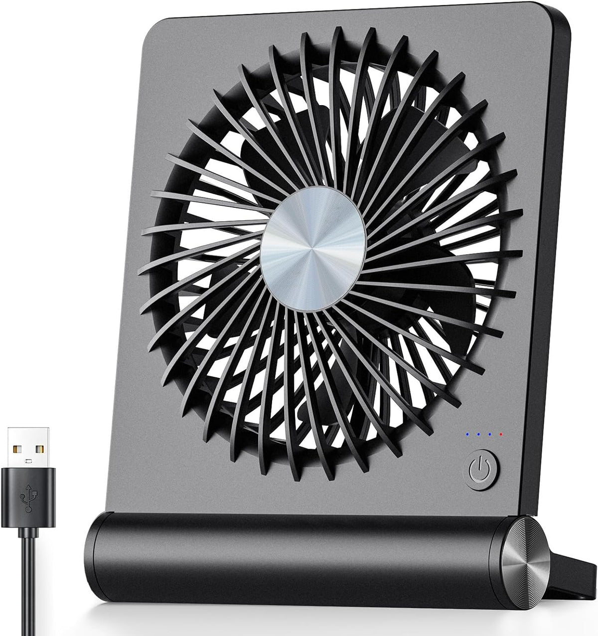 Desktop Fan | Compact Cylindrical Housing & Curved Blades | USB Powered