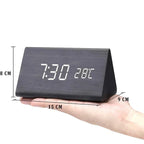 Digital Alarm Clock | Wood Grain LED Display & Voice Control