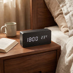 Digital Alarm Clock | Wood Grain LED Display & Voice Control