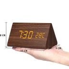 Digital Alarm Clock | Wood Grain LED Display & Voice Control