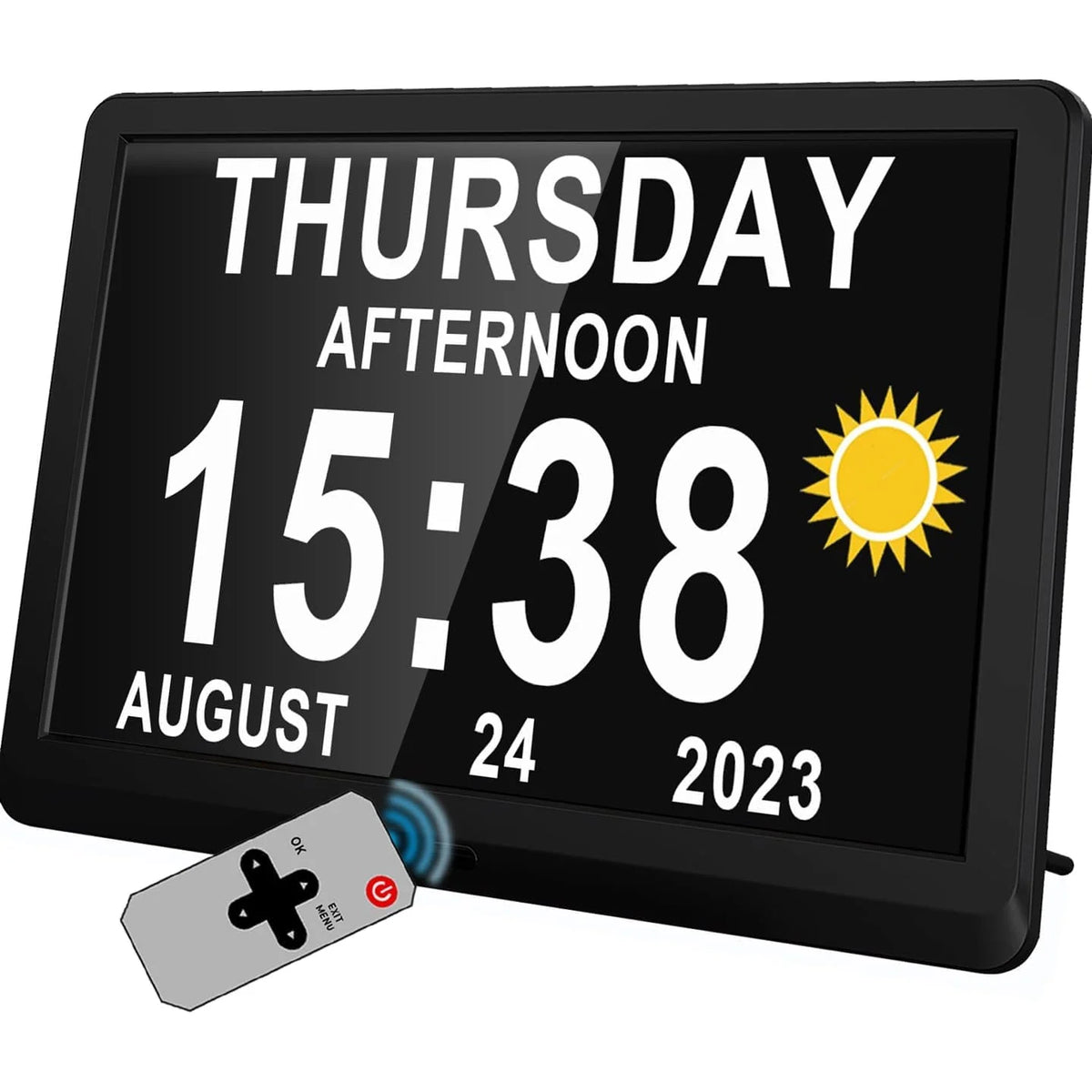 Digital Clock | 10-Inch Display & 19 Reminders | Wireless Remote