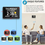 Digital Clock | 10-Inch Display & 19 Reminders | Wireless Remote