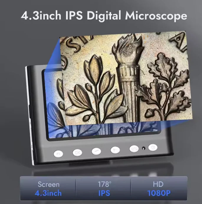 Digital Microscope | 1000X Magnification & 4.3-Inch LCD