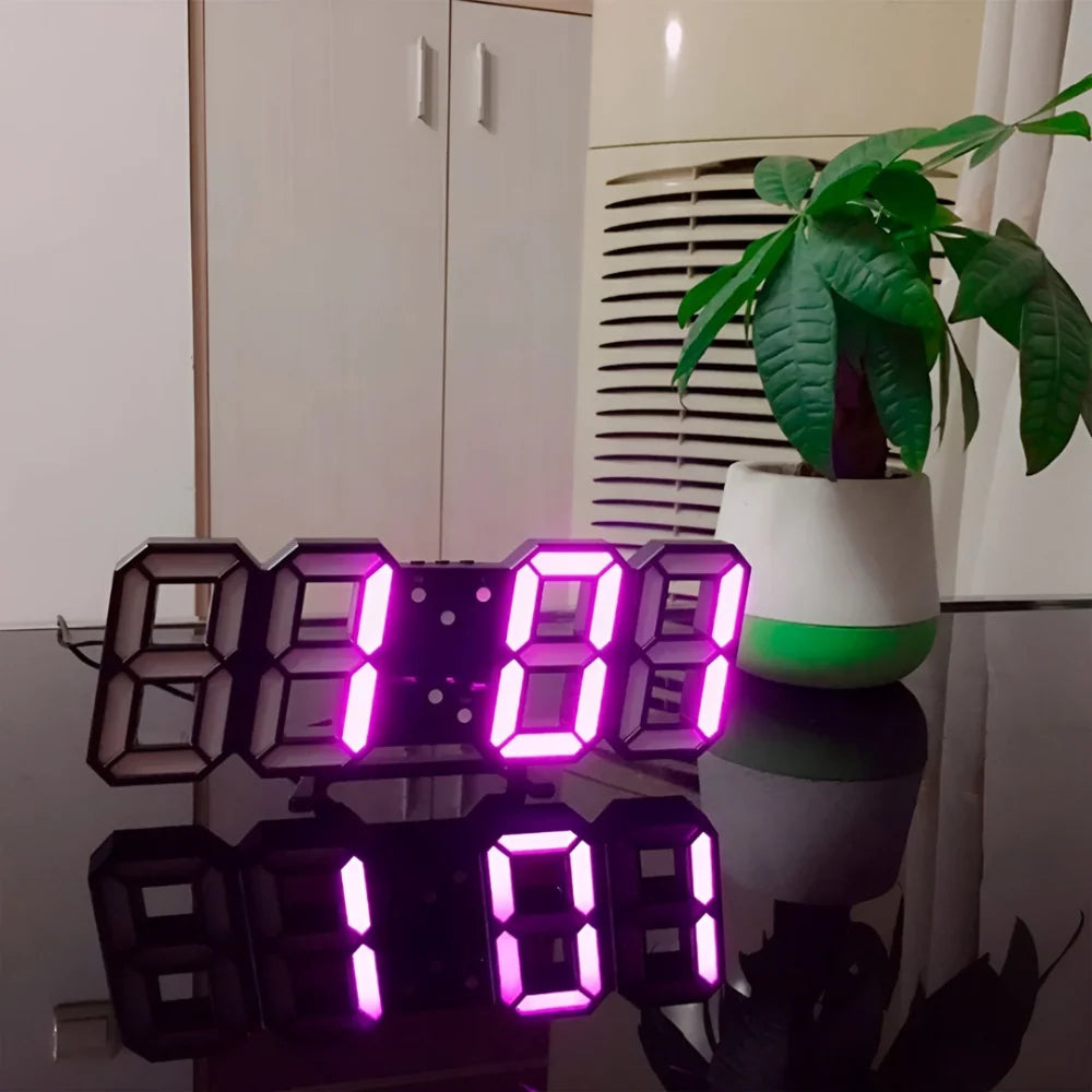 Digital Wall Clock | 3D LED Display & Auto-Dimming | USB Powered