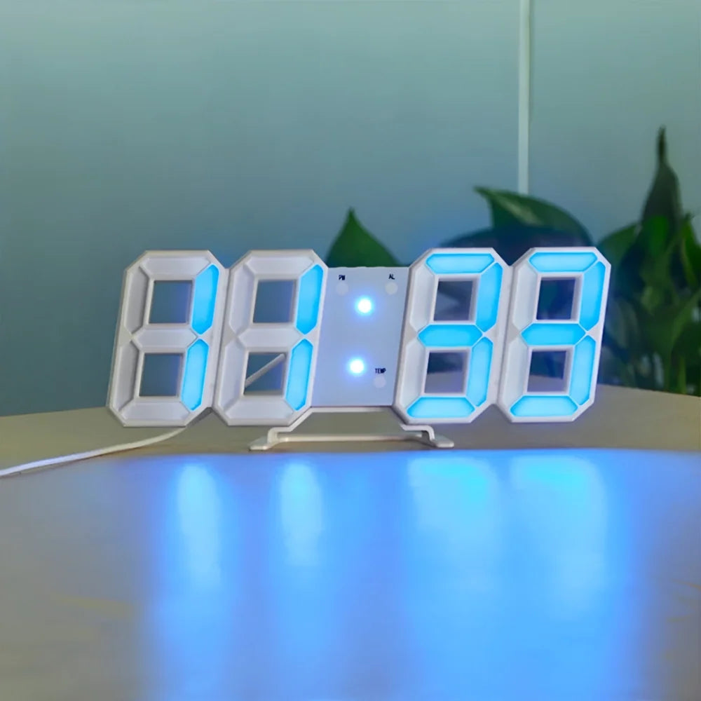 Digital Wall Clock | 3D LED Display & Auto-Dimming | USB Powered