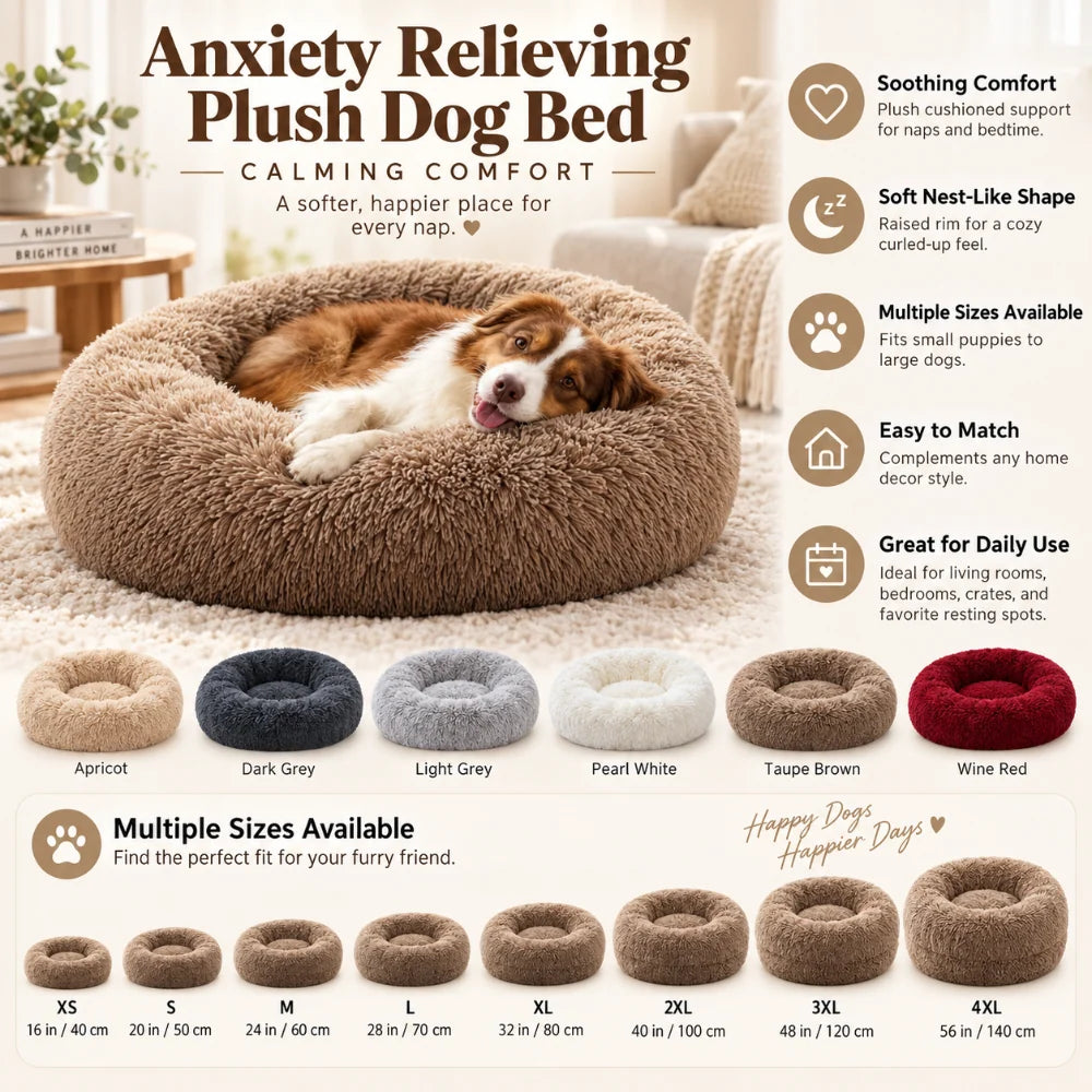 Dog Bed | Anxiety-Relieving Plush Nest-Style | Multiple Sizes