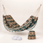 Double Hammock | Woven Polyester & Tassel Trim | Carrying Bag Included