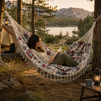 Double Hammock | Woven Polyester & Tassel Trim | Carrying Bag Included