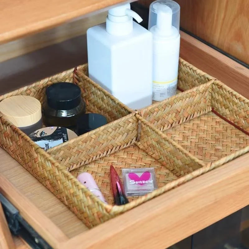 Drawer Organizer | Woven Seagrass & Internal Wire Frame | 4 Compartments