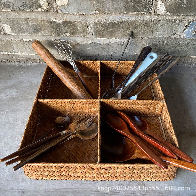 Drawer Organizer | Woven Seagrass & Internal Wire Frame | 4 Compartments