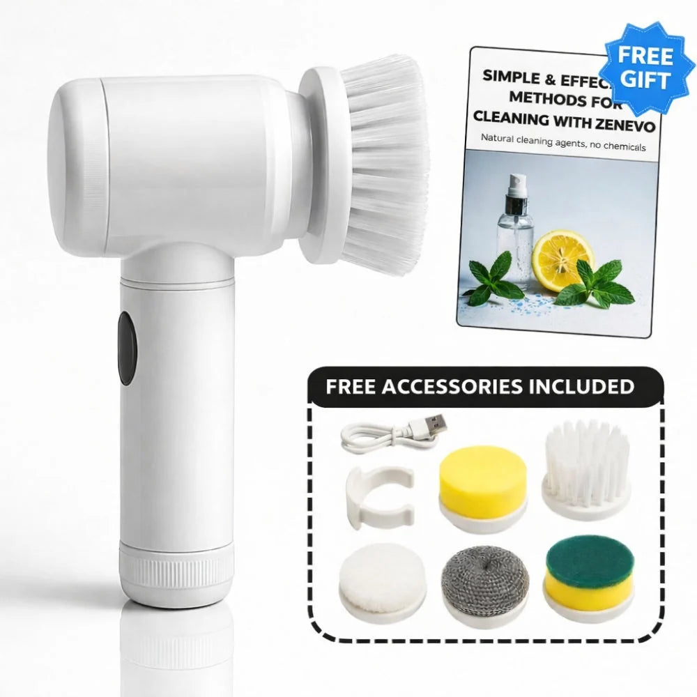 Electric Cleaning Brush | Rotary Action & 5 Interchangeable Heads