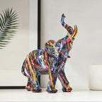 Elephant Figurine | Graffiti-Inspired Resin Design
