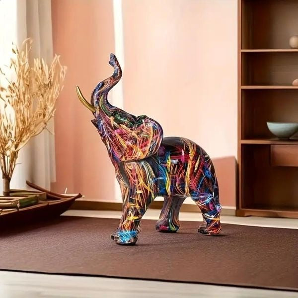 Elephant Figurine | Graffiti-Inspired Resin Design