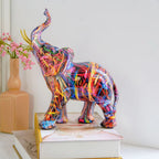Elephant Figurine | Graffiti-Inspired Resin Design