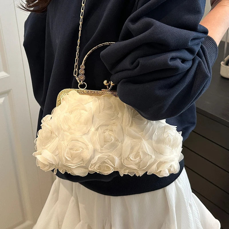 Evening Clutch | Floral Embellished & Removable Chain Strap