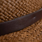 Fedora Hat | Wool Felt Flat Brim & Feathered Braided Band