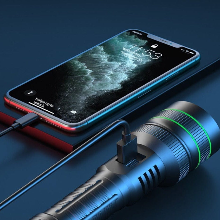 Flashlight | Digital Battery Display & Textured Grip | USB Rechargeable