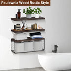Floating Shelves | Wall-Mounted With Storage Basket | 4-Piece Set