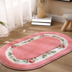 Bath Mat | Oval Floral Design & Dense Microfiber