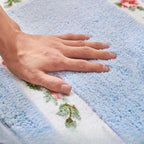 Bath Mat | Oval Floral Design & Dense Microfiber