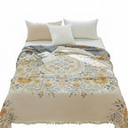 Bed Blanket | Reversible Floral Motifs | Woven Cotton