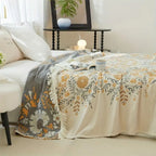 Bed Blanket | Reversible Floral Motifs | Woven Cotton